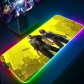 Eco-friendly Cyberpunk 2077 Glowing RGB LED Mouse Pad 4mm Thickness for Gaming Keyboard USB Anti-slip Rubber Base Desk Mat